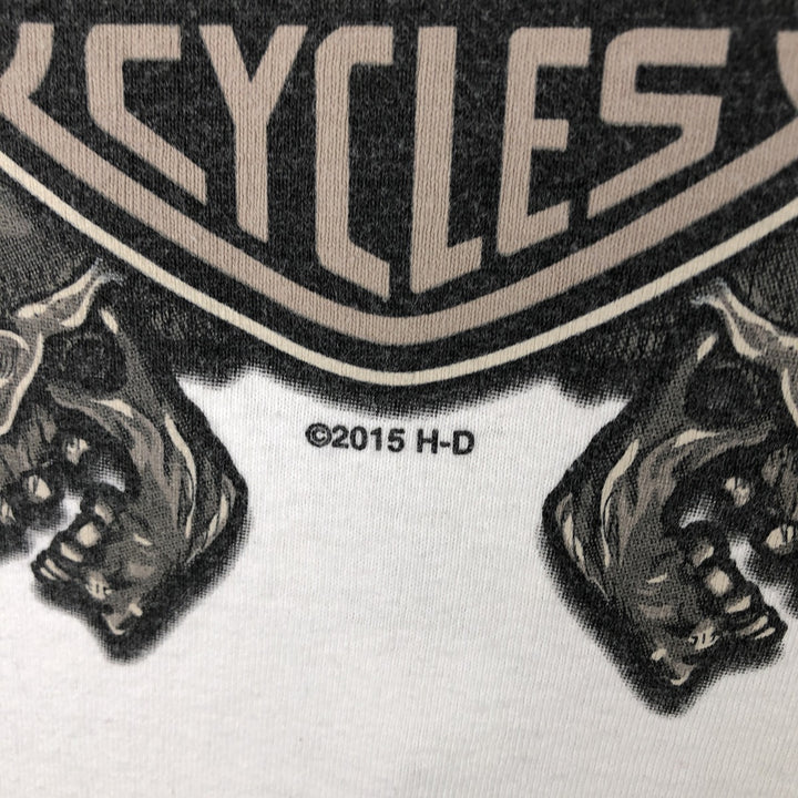 Harley-Davidson Skull Pattern Sleeveless Motorcycle T-Shirt, Men's Size XL (approx.) cotton white type Vintage Second Hand