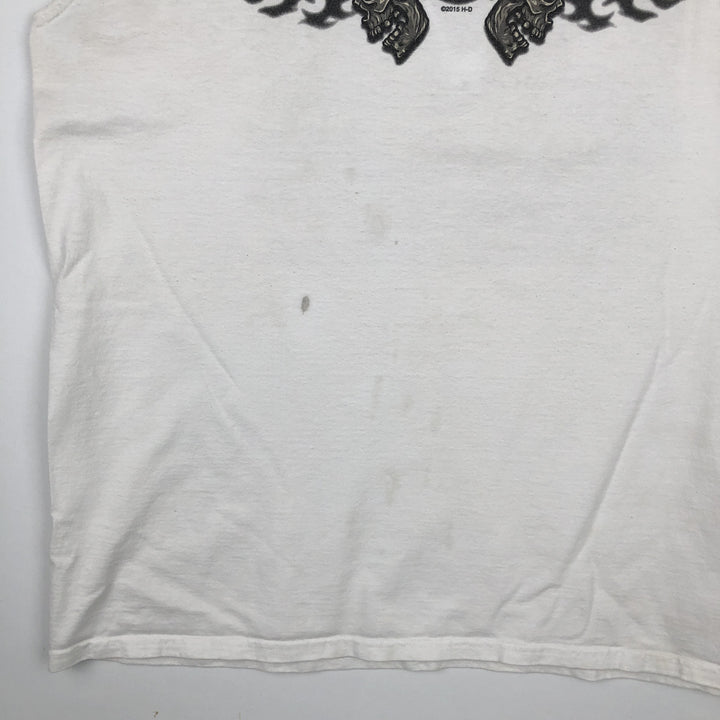 Harley-Davidson Skull Pattern Sleeveless Motorcycle T-Shirt, Men's Size XL (approx.) cotton white type Vintage Second Hand