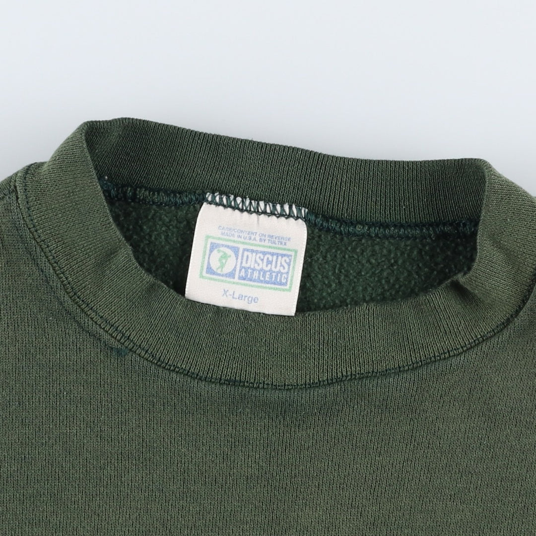 90'S Discus Athletic Solid Color Blank Sweatshirt, Made in USA, Men's Size XL, Vintage cotton Green type dark green Vintage Second Hand