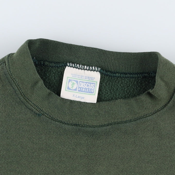 90'S Discus Athletic Solid Color Blank Sweatshirt, Made in USA, Men's Size XL, Vintage cotton Green type dark green Vintage Second Hand