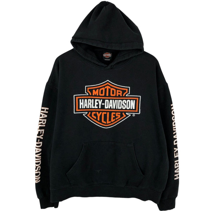 Harley-Davidson Advertising Pullover Hoodie, Men's XL cotton black type Vintage Second Hand