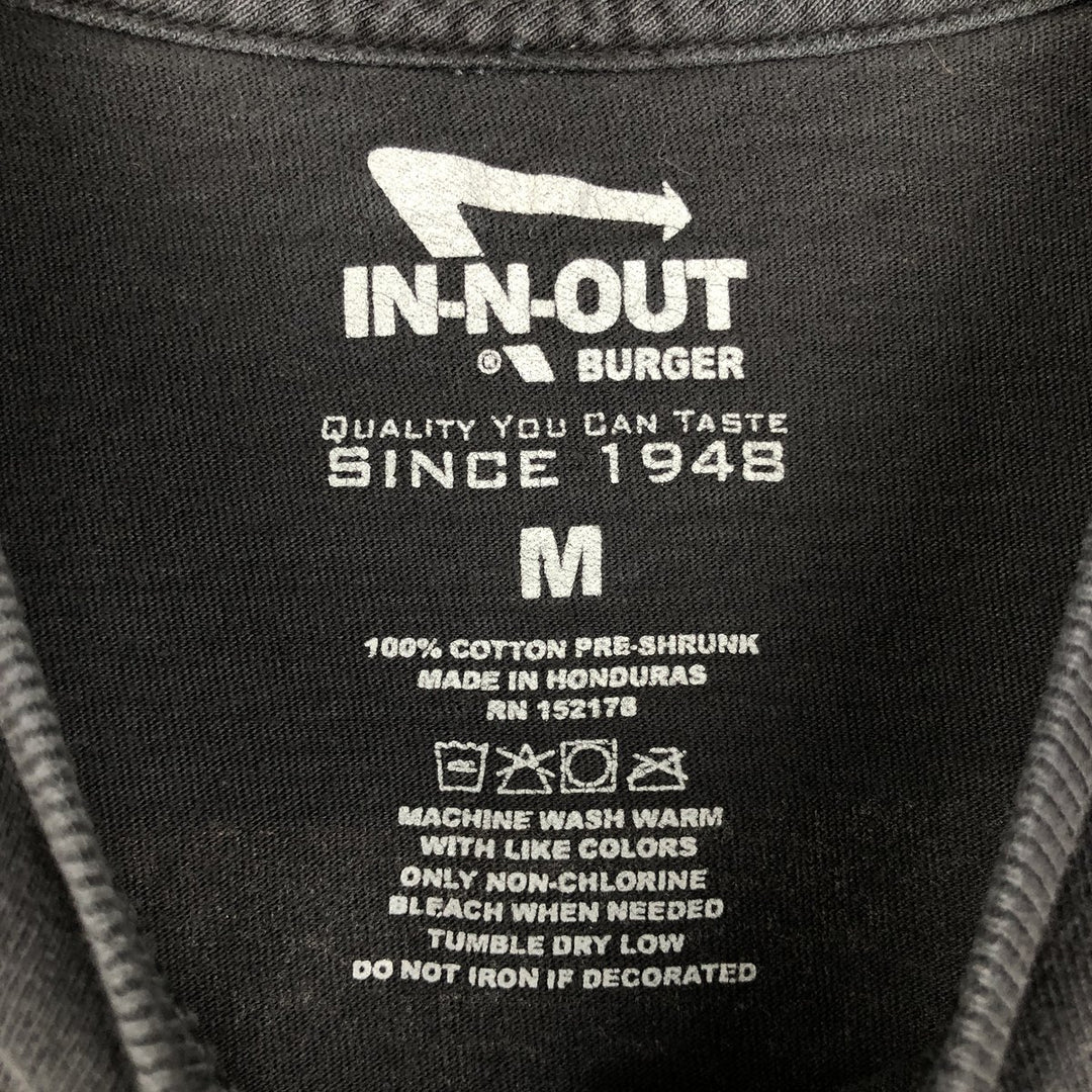 IN-N-OUT BURGER In-and-Out Burger Advertising T-shirt, Men's M size cotton black type Vintage Second Hand