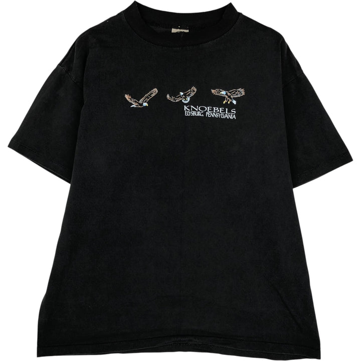 90'S EAGLE Knoebels Amusement Resort Eagle Pattern Advertising T-Shirt, Made in USA, Men's Size L (approx.), Vintage cotton black type Vintage Second Hand
