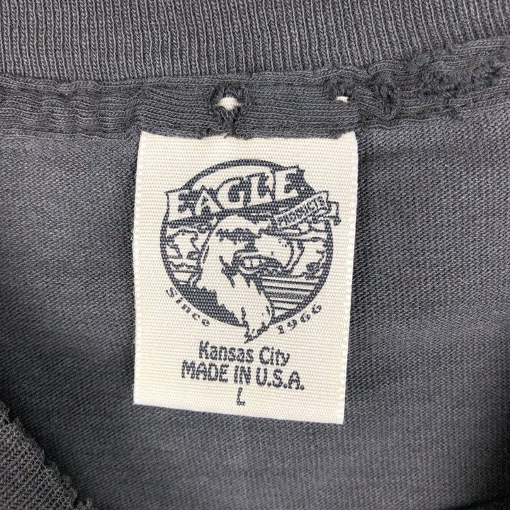 90'S EAGLE Knoebels Amusement Resort Eagle Pattern Advertising T-Shirt, Made in USA, Men's Size L (approx.), Vintage cotton black type Vintage Second Hand