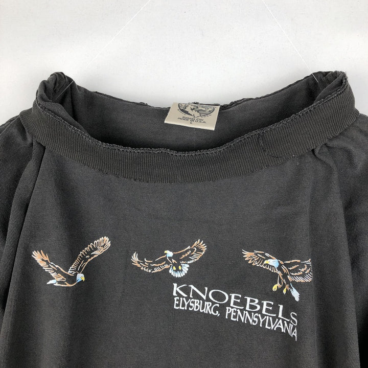 90'S EAGLE Knoebels Amusement Resort Eagle Pattern Advertising T-Shirt, Made in USA, Men's Size L (approx.), Vintage cotton black type Vintage Second Hand