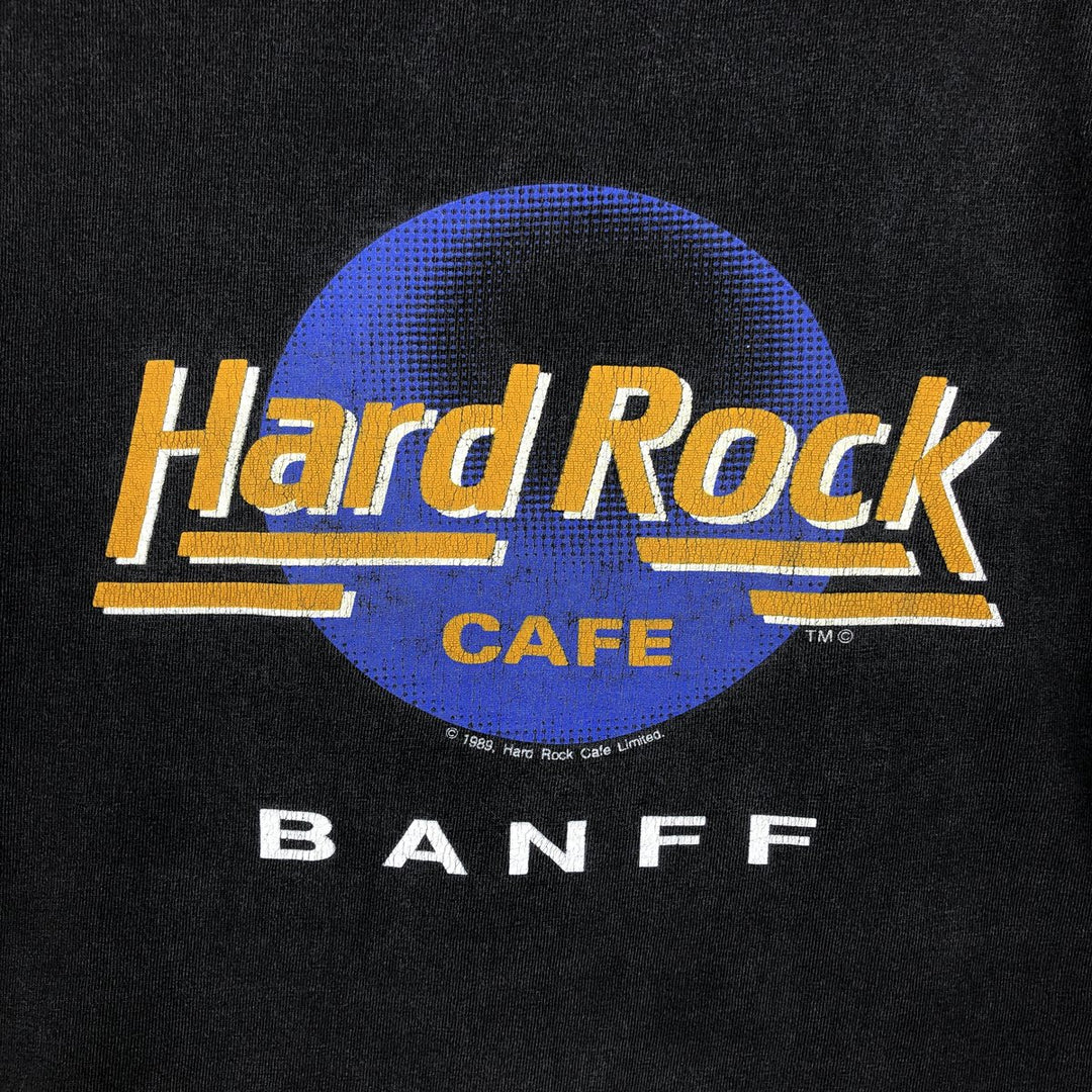 80'S Hard Rock Cafe Advertising T-Shirt, Made in Canada, Men's XL equivalent, Vintage cotton black type Vintage Second Hand