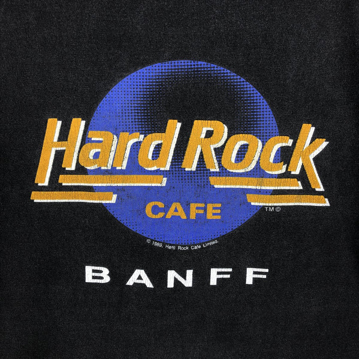80'S Hard Rock Cafe Advertising T-Shirt, Made in Canada, Men's XL equivalent, Vintage cotton black type Vintage Second Hand