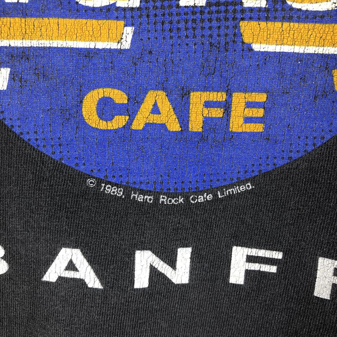 80'S Hard Rock Cafe Advertising T-Shirt, Made in Canada, Men's XL equivalent, Vintage cotton black type Vintage Second Hand