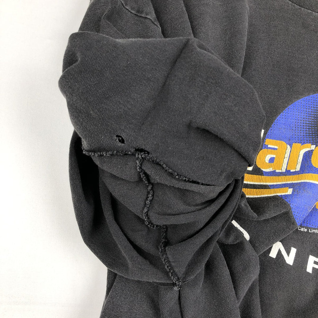 80'S Hard Rock Cafe Advertising T-Shirt, Made in Canada, Men's XL equivalent, Vintage cotton black type Vintage Second Hand