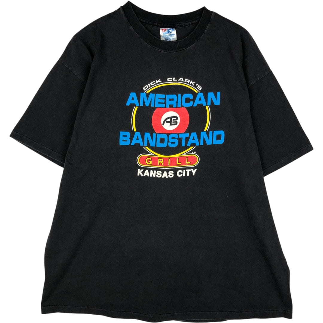 90'S Hanes BEEFY-T Dick Clark's American Bandstand Grill Advertising T-Shirt, Made in USA, Men's XXL equivalent. cotton black type Vintage Second Hand