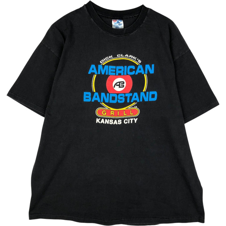 90'S Hanes BEEFY-T Dick Clark's American Bandstand Grill Advertising T-Shirt, Made in USA, Men's XXL equivalent. cotton black type Vintage Second Hand