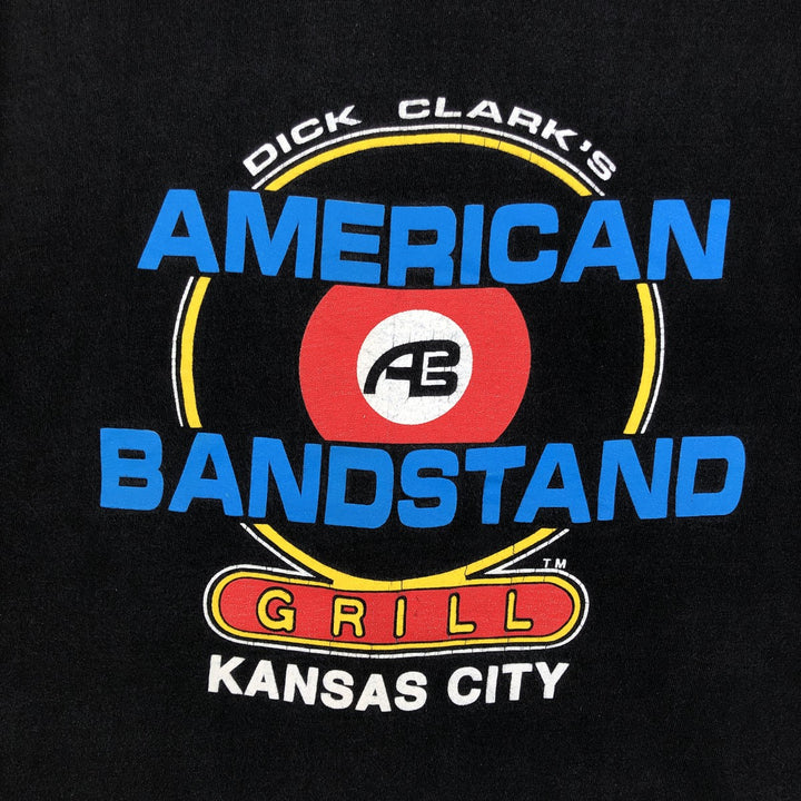 90'S Hanes BEEFY-T Dick Clark's American Bandstand Grill Advertising T-Shirt, Made in USA, Men's XXL equivalent. cotton black type Vintage Second Hand