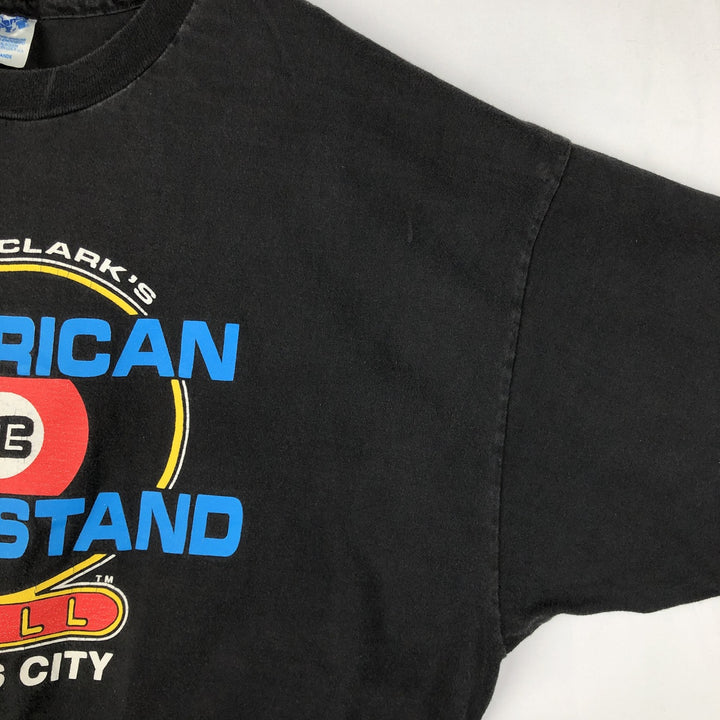 90'S Hanes BEEFY-T Dick Clark's American Bandstand Grill Advertising T-Shirt, Made in USA, Men's XXL equivalent. cotton black type Vintage Second Hand