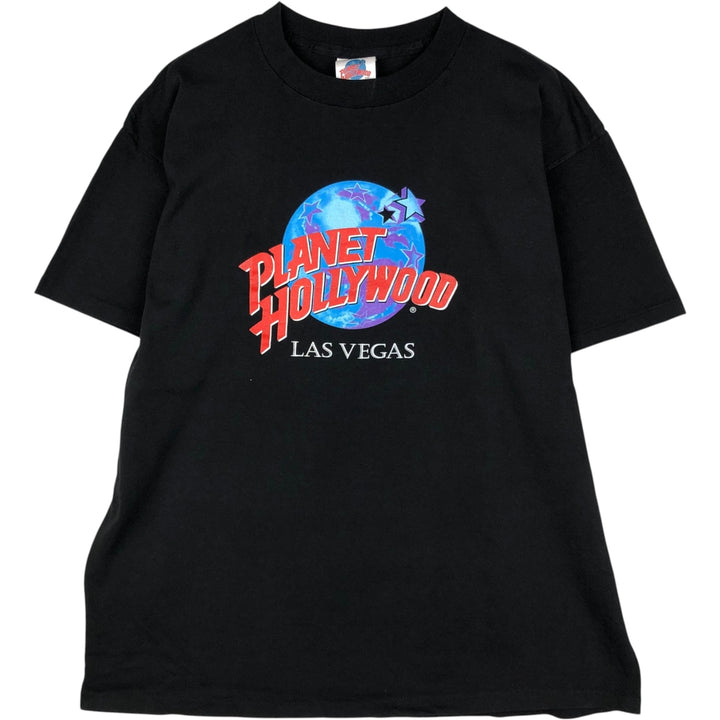 90'S PLANET HOLLYWOOD Advertising T-shirt Made in USA Men's XL Vintage cotton black type Vintage Second Hand