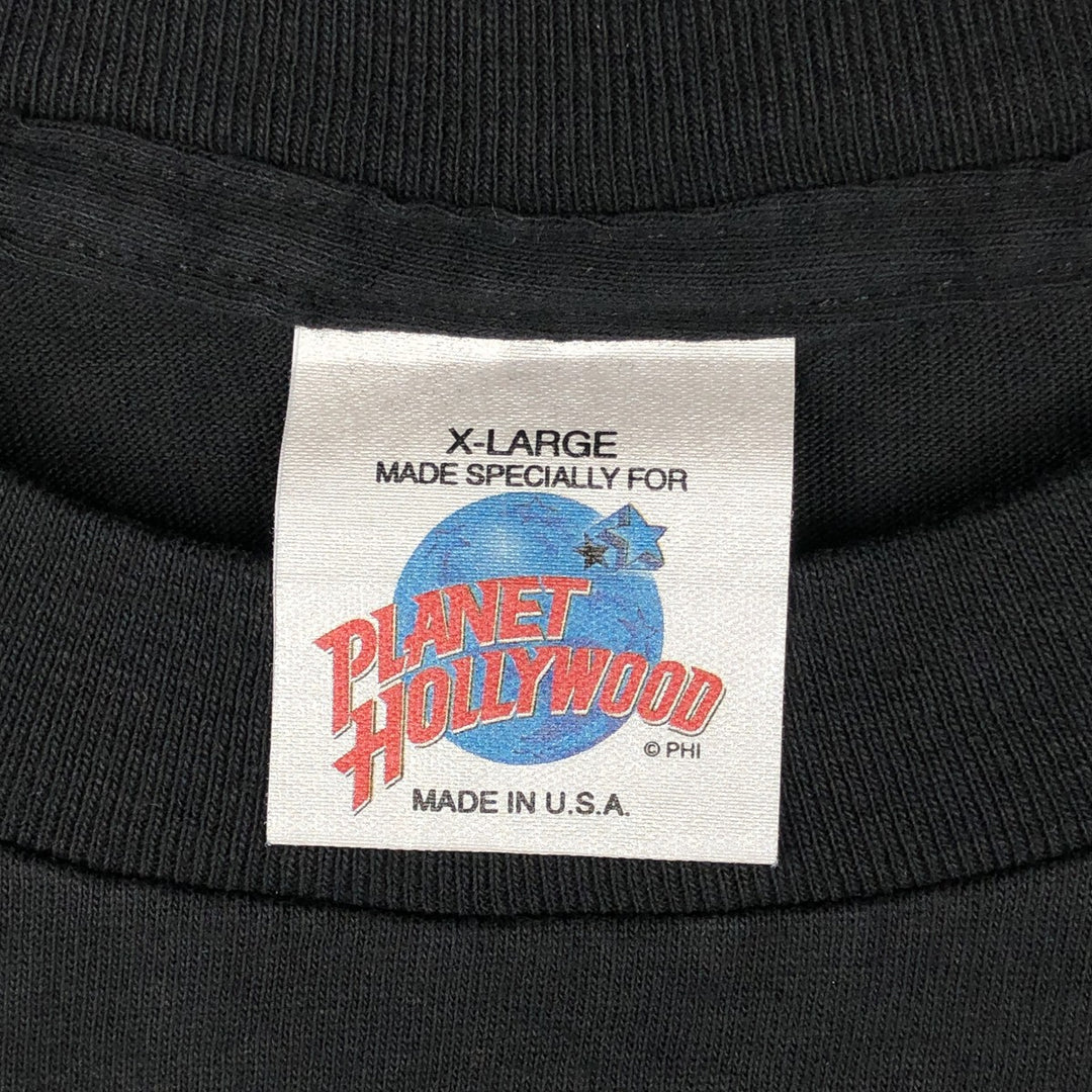 90'S PLANET HOLLYWOOD Advertising T-shirt Made in USA Men's XL Vintage cotton black type Vintage Second Hand