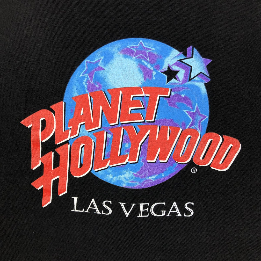 90'S PLANET HOLLYWOOD Advertising T-shirt Made in USA Men's XL Vintage cotton black type Vintage Second Hand