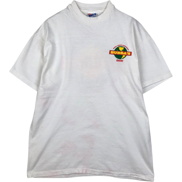 90'S Hanes BEEFY-T Bubba Burgers Hawaii Advertising T-Shirt, Made in USA, Men's Size L (approx.), Vintage cotton white type Vintage Second Hand