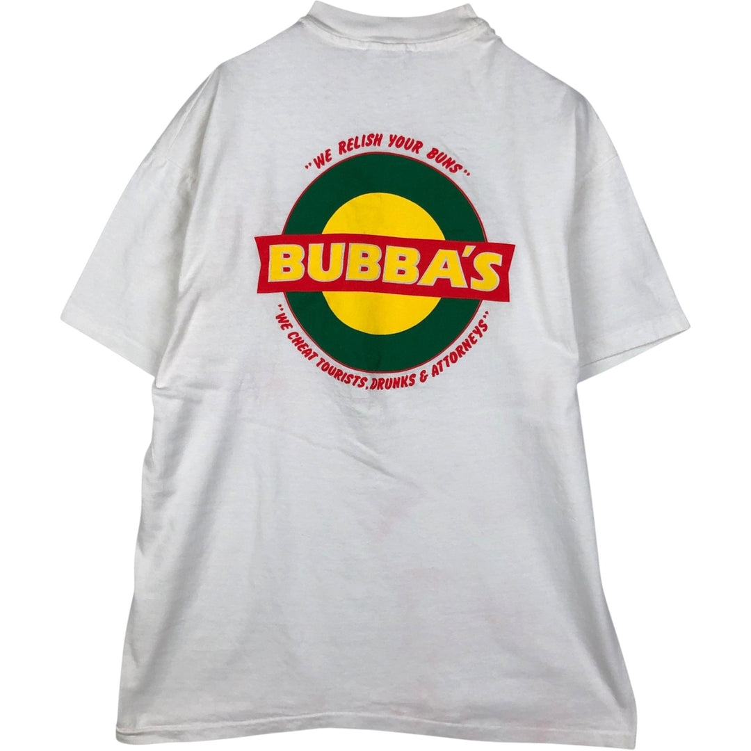 90'S Hanes BEEFY-T Bubba Burgers Hawaii Advertising T-Shirt, Made in USA, Men's Size L (approx.), Vintage cotton white type Vintage Second Hand