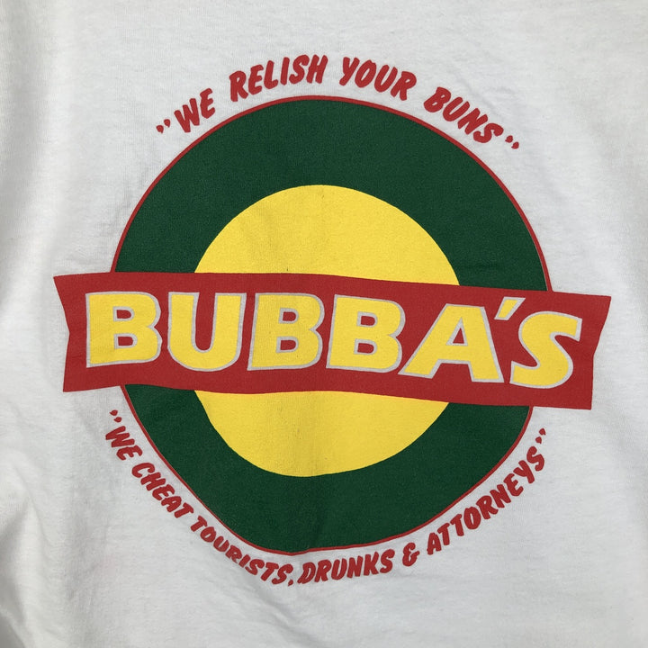 90'S Hanes BEEFY-T Bubba Burgers Hawaii Advertising T-Shirt, Made in USA, Men's Size L (approx.), Vintage cotton white type Vintage Second Hand
