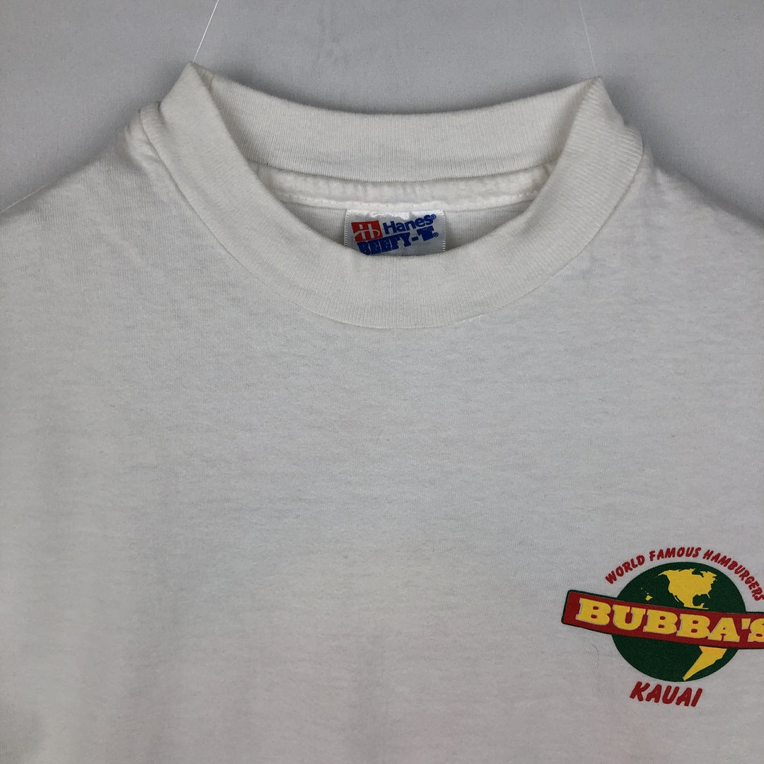 90'S Hanes BEEFY-T Bubba Burgers Hawaii Advertising T-Shirt, Made in USA, Men's Size L (approx.), Vintage cotton white type Vintage Second Hand