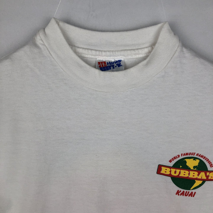90'S Hanes BEEFY-T Bubba Burgers Hawaii Advertising T-Shirt, Made in USA, Men's Size L (approx.), Vintage cotton white type Vintage Second Hand
