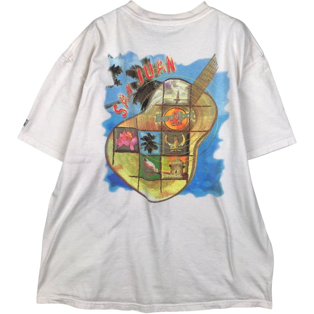 HARD ROCK CAFE Hard Rock Cafe Advertising T-shirt Made in USA Men's L size cotton white type Vintage Second Hand