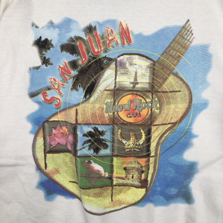 HARD ROCK CAFE Hard Rock Cafe Advertising T-shirt Made in USA Men's L size cotton white type Vintage Second Hand