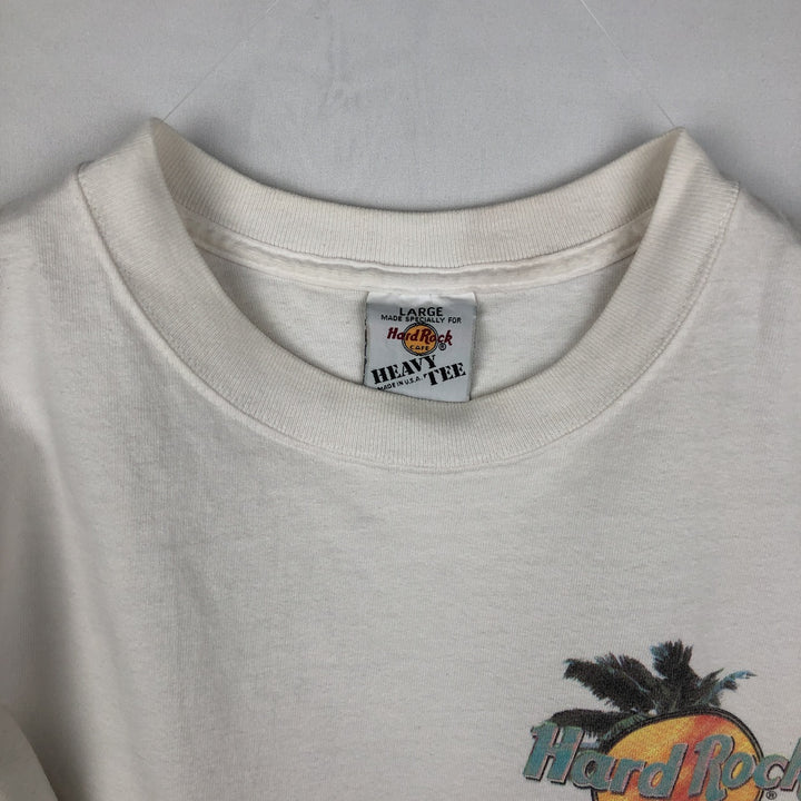 HARD ROCK CAFE Hard Rock Cafe Advertising T-shirt Made in USA Men's L size cotton white type Vintage Second Hand