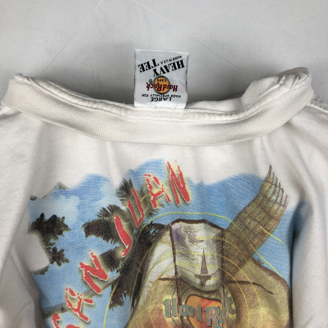 HARD ROCK CAFE Hard Rock Cafe Advertising T-shirt Made in USA Men's L size cotton white type Vintage Second Hand
