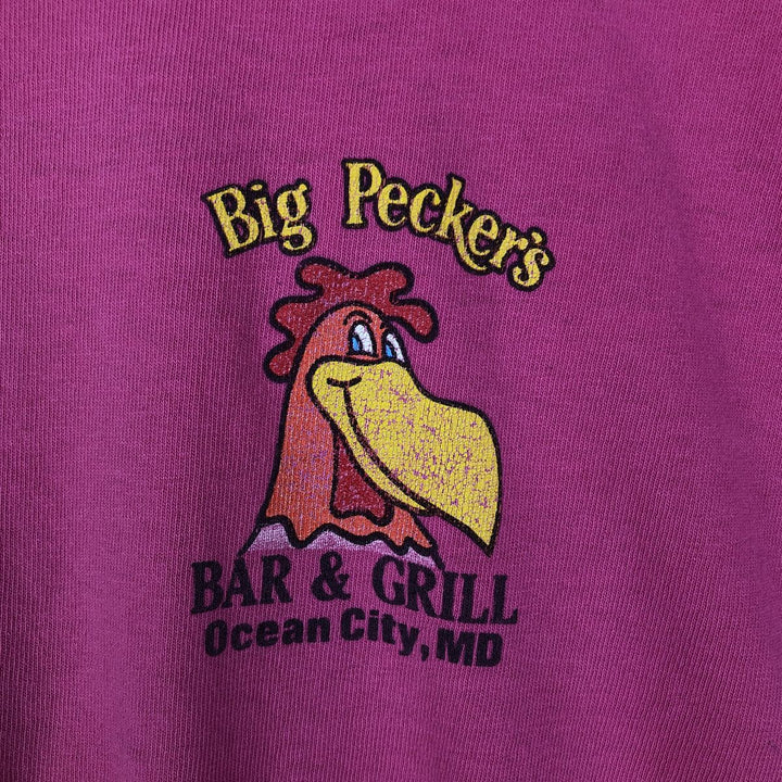 80'S Fruit of the Loom Big Pecker's Advertising T-Shirt, Made in USA, Men's XXL equivalent. cotton pink type Vintage Second Hand