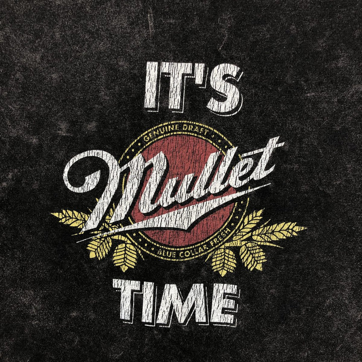 BC ETHIC It's Mullet Time Advertising T-Shirt, Made in USA, Men's XL equivalent. cotton black type Vintage Second Hand