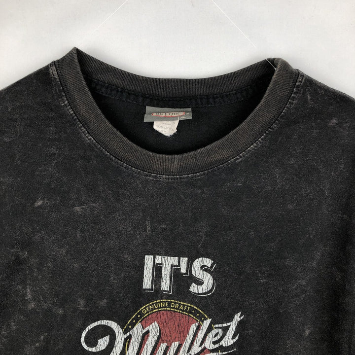 BC ETHIC It's Mullet Time Advertising T-Shirt, Made in USA, Men's XL equivalent. cotton black type Vintage Second Hand