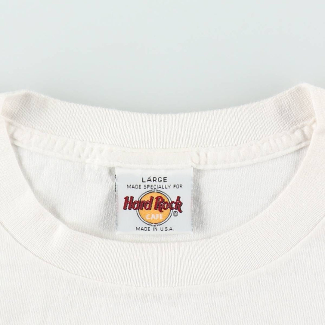 90'S HARD ROCK CAFE Hard Rock Cafe Advertising T-shirt Made in USA Men's L Vintage cotton white type Vintage Second Hand