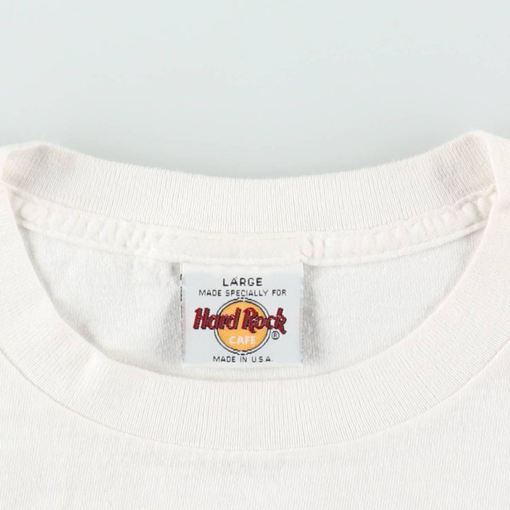 90'S HARD ROCK CAFE Hard Rock Cafe Advertising T-shirt Made in USA Men's L Vintage cotton white type Vintage Second Hand