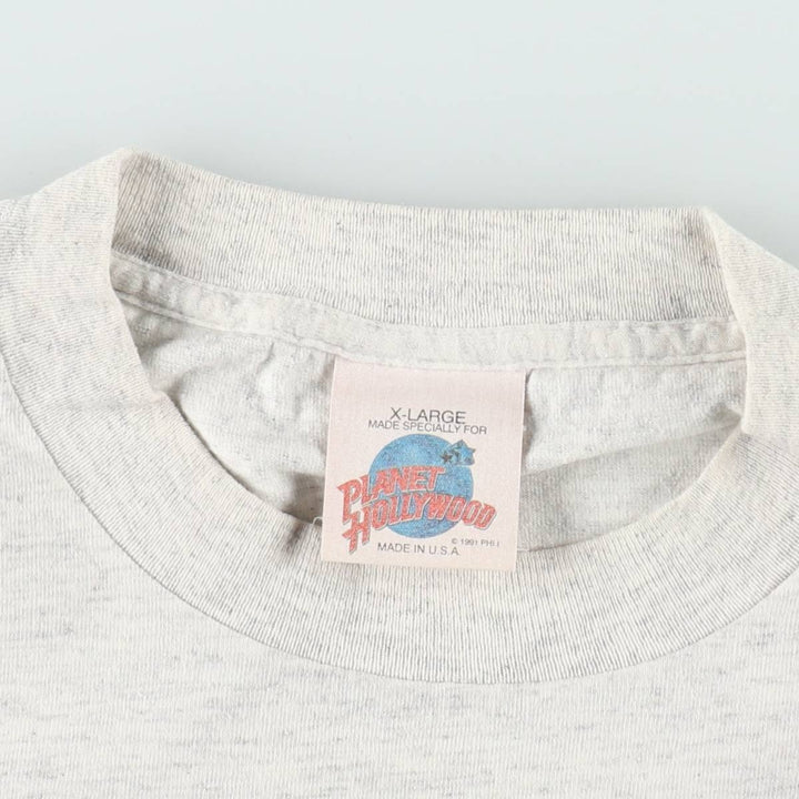 90'S PLANET HOLLYWOOD Advertising T-shirt Made in USA Men's XL Vintage cotton gray type Vintage Second Hand