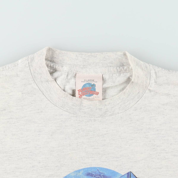 90'S PLANET HOLLYWOOD Advertising T-shirt Made in USA Men's XL Vintage cotton gray type Vintage Second Hand