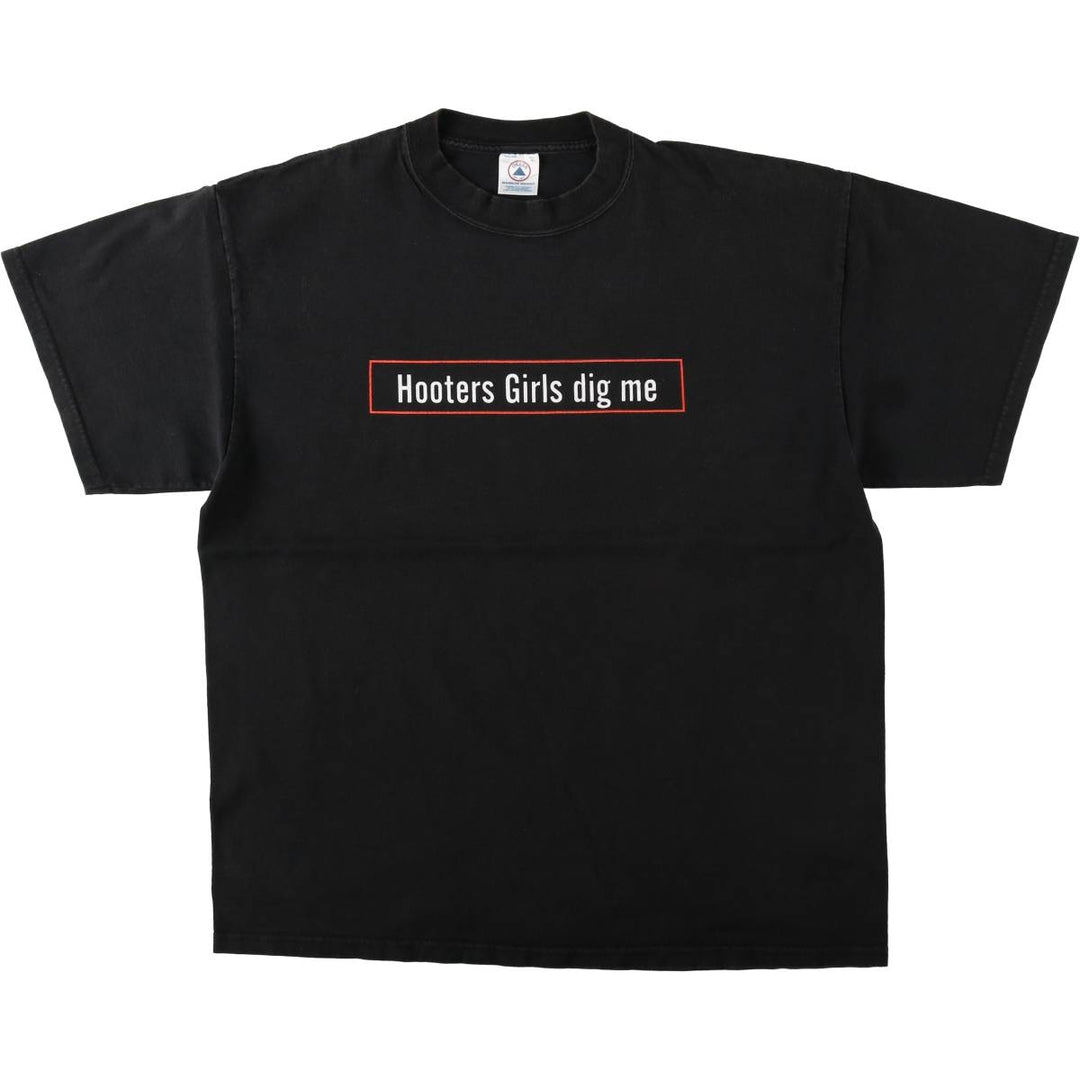 2000'S Delta Magnum Weight Hooters Advertising T-Shirt, Men's Size XL (approx.) cotton black type Vintage Second Hand