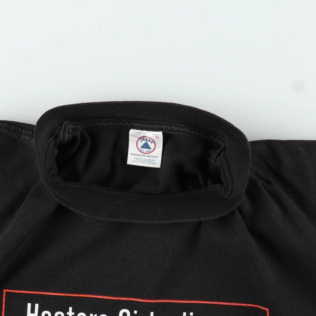 2000'S Delta Magnum Weight Hooters Advertising T-Shirt, Men's Size XL (approx.) cotton black type Vintage Second Hand