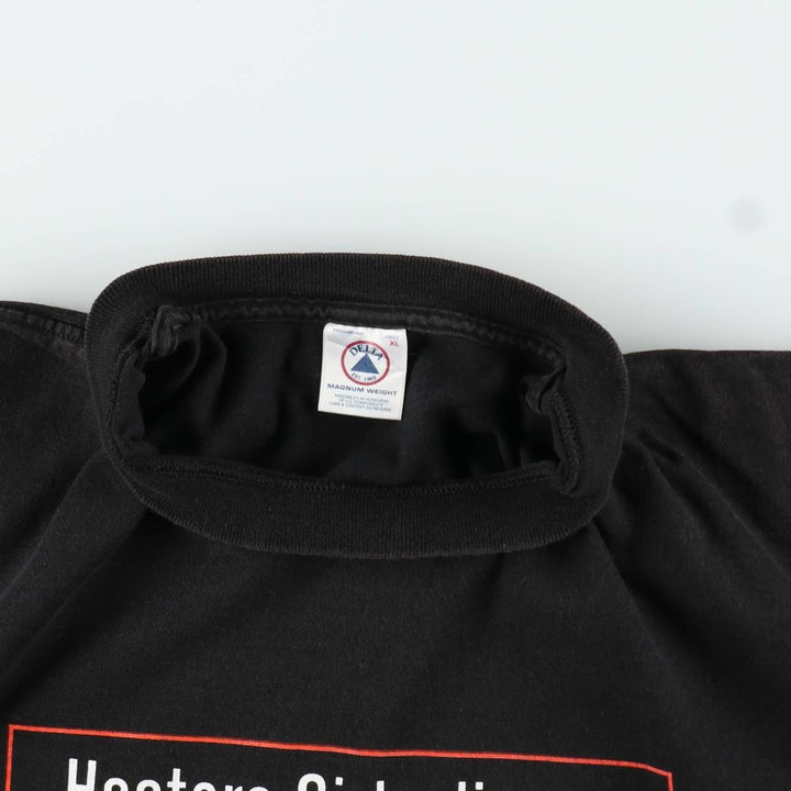 2000'S Delta Magnum Weight Hooters Advertising T-Shirt, Men's Size XL (approx.) cotton black type Vintage Second Hand