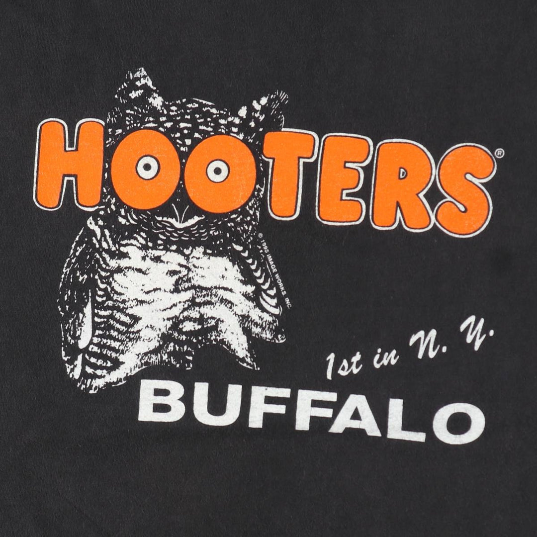 90'S Hanes BEEFY-T HOOTERS advertising t-shirt, made in USA, men's size XL equivalent, vintage. cotton black type Vintage Second Hand