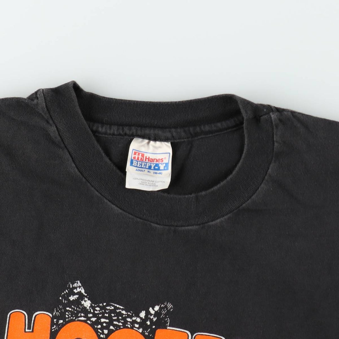 90'S Hanes BEEFY-T HOOTERS advertising t-shirt, made in USA, men's size XL equivalent, vintage. cotton black type Vintage Second Hand