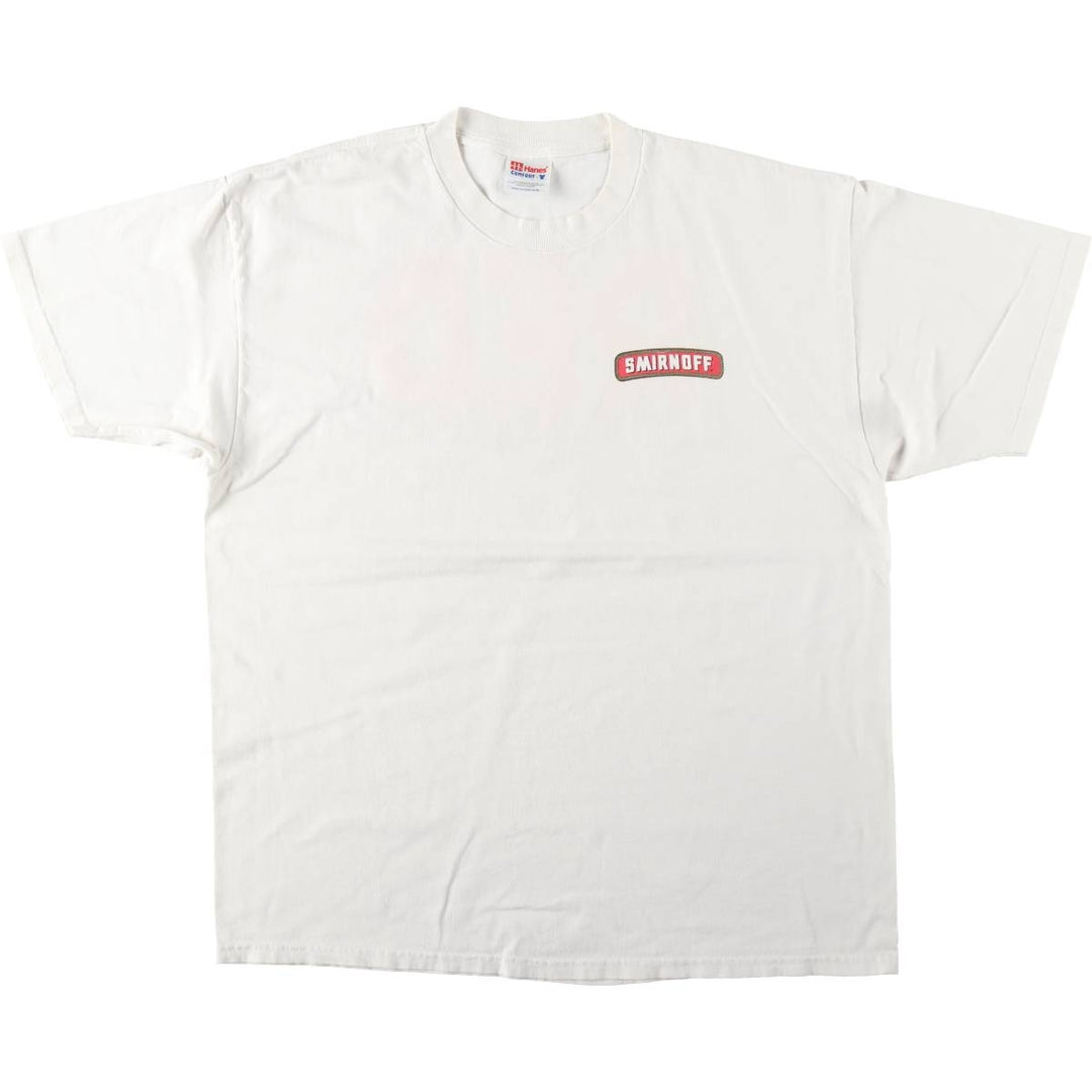 90s-00'S Hanes COMFORT-T SMIRNOFF advertising T-shirt, men's size XL (approx.) cotton white type Vintage Second Hand