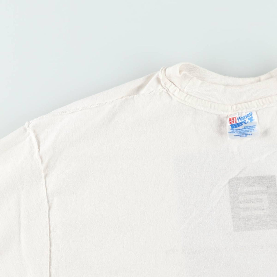 90'S Hanes BEEFY-T Advertising T-shirt Made in USA Men's XL Vintage cotton white type Vintage Second Hand