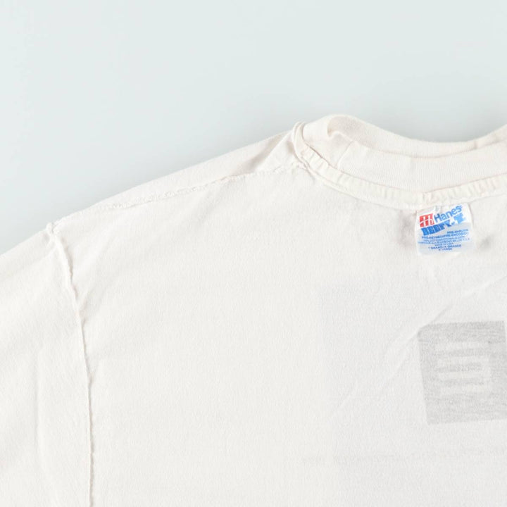 90'S Hanes BEEFY-T Advertising T-shirt Made in USA Men's XL Vintage cotton white type Vintage Second Hand