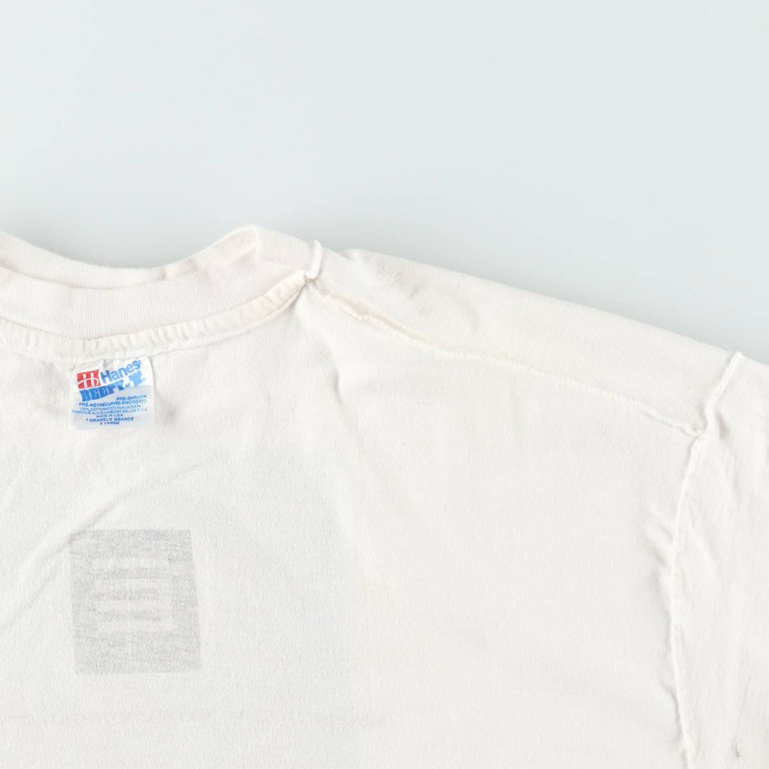 90'S Hanes BEEFY-T Advertising T-shirt Made in USA Men's XL Vintage cotton white type Vintage Second Hand