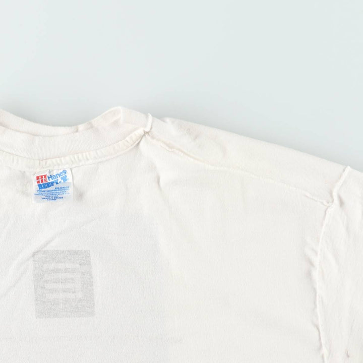 90'S Hanes BEEFY-T Advertising T-shirt Made in USA Men's XL Vintage cotton white type Vintage Second Hand