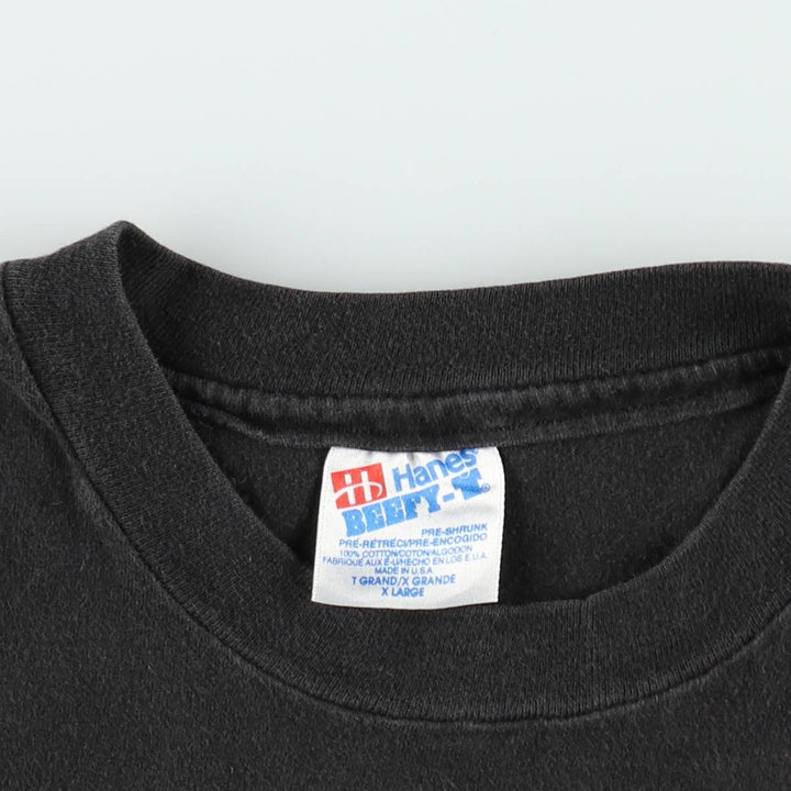 90'S Hanes BEEFY-T Eskimo Joe's advertising t-shirt, made in USA, men's size XL (approx.) cotton black type Vintage Second Hand