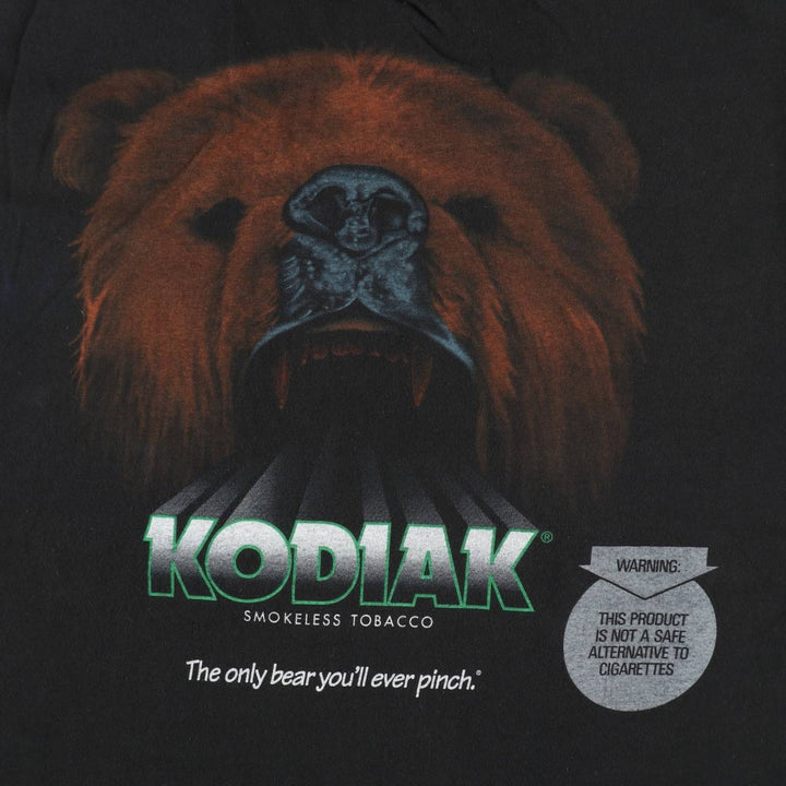 90'S Fruit of the Loom Kodiak Bear Print Advertising T-Shirt, Made in USA, Men's Size XL (approx.) cotton black type Vintage Second Hand
