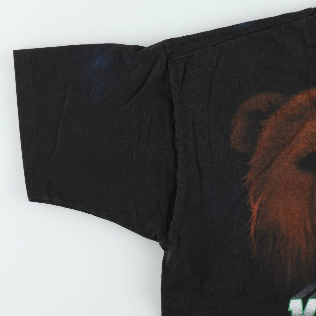 90'S Fruit of the Loom Kodiak Bear Print Advertising T-Shirt, Made in USA, Men's Size XL (approx.) cotton black type Vintage Second Hand