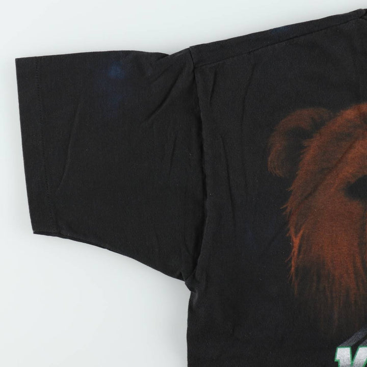 90'S Fruit of the Loom Kodiak Bear Print Advertising T-Shirt, Made in USA, Men's Size XL (approx.) cotton black type Vintage Second Hand
